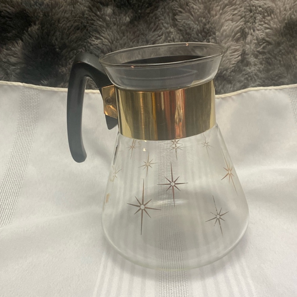 Mid Century Modern "Corning " atomic starburst glass carafe
